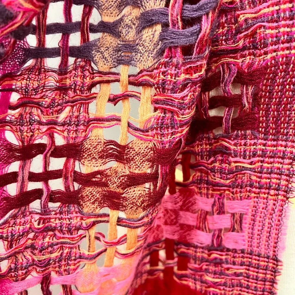 Suantrai of Ireland Open Weave Wool Scarf Pink and Orange